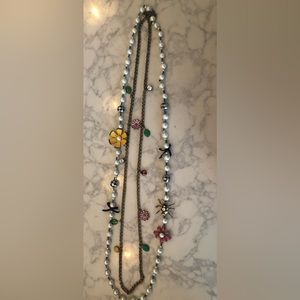 Betsey Johnson pearl,flower and bug necklace